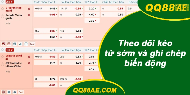 Theo dõi kèo từ sớm và ghi chép biến động
